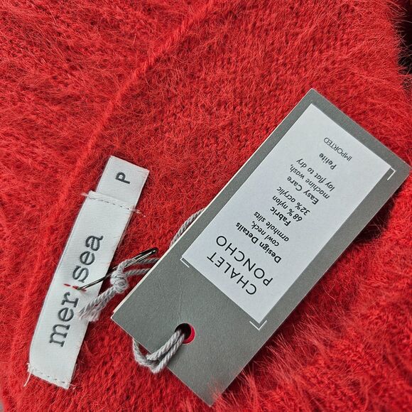 NWT Mersea Chalet Poncho Sweater Size Petite Orange Soft Fuzzy Cozy - Picture 10 of 10